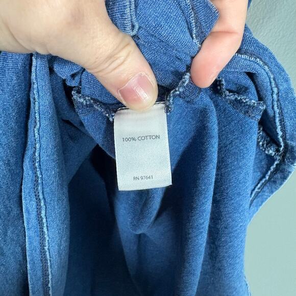 J Jill Pure Jill Indigo Women's Overdyed Chambray Top - Size Medium - Minimalist - Picture 5 of 6